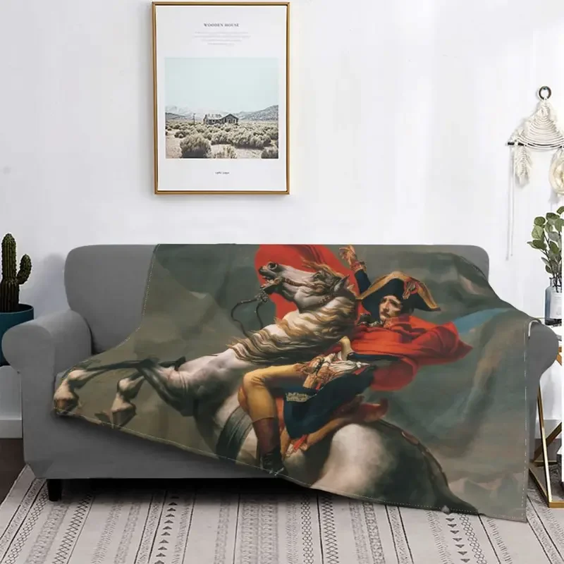 Napoleon Bonaparte Blanket The Alps Belvedere Jacques-Louis David Flannel Novelty Warm Throw Blankets for Bed Sofa Decoration