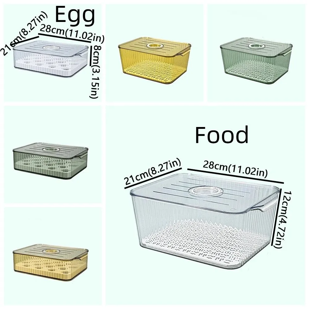 Food-Grade Refrigerator Storage Box Transparent Stackable Fridge Egg Holder with Lid Plastic Kitchen Organizer