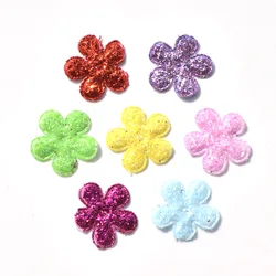 100Pcs Mix Colors Glitter Nonwoven Cute Flower Felt Fabric Patch DIY Cloth Appliques / Craft Wedding Decoration