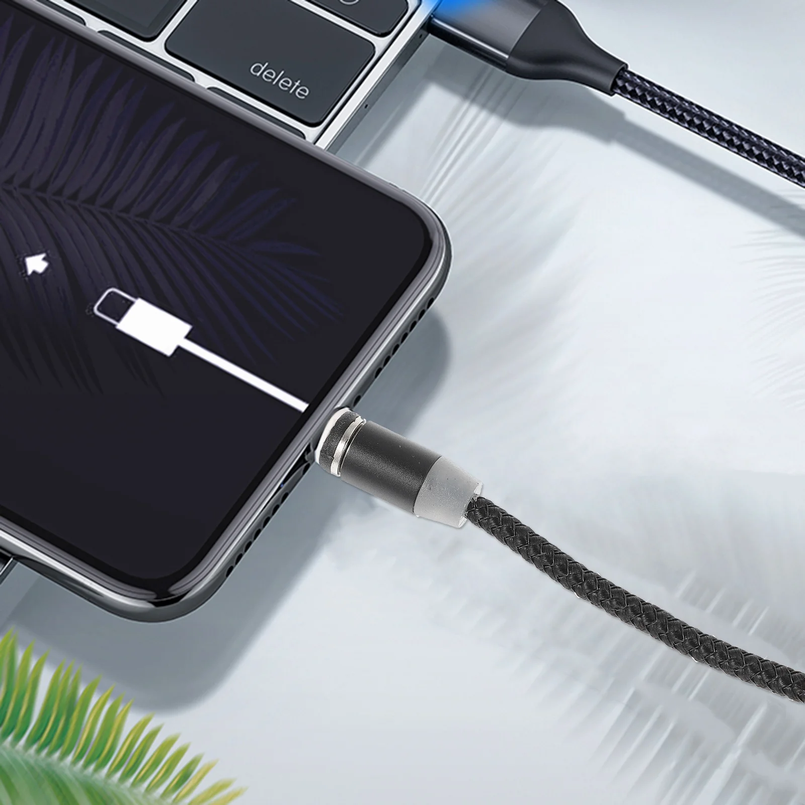 

2Pcs Magnetic Phone Cable Durable Nylon Charging Wire Magnetic Type C Cable 360 Degree Connector Data Sync USB