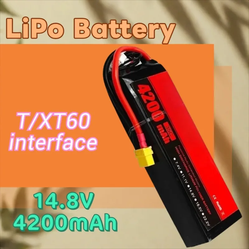 

14.8V 4200mAh 4S 35C LiPo Battery for RC Helicopter Quadcopter FPV Racing Drone Battery with T/XT60