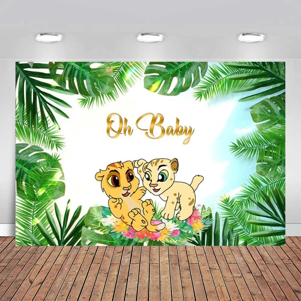 

Oh Baby Lion King Backdrop Baby Shower for Boys and Girls Jungle Safari Birthday Background Infant Simba and Nala Gender Reveal