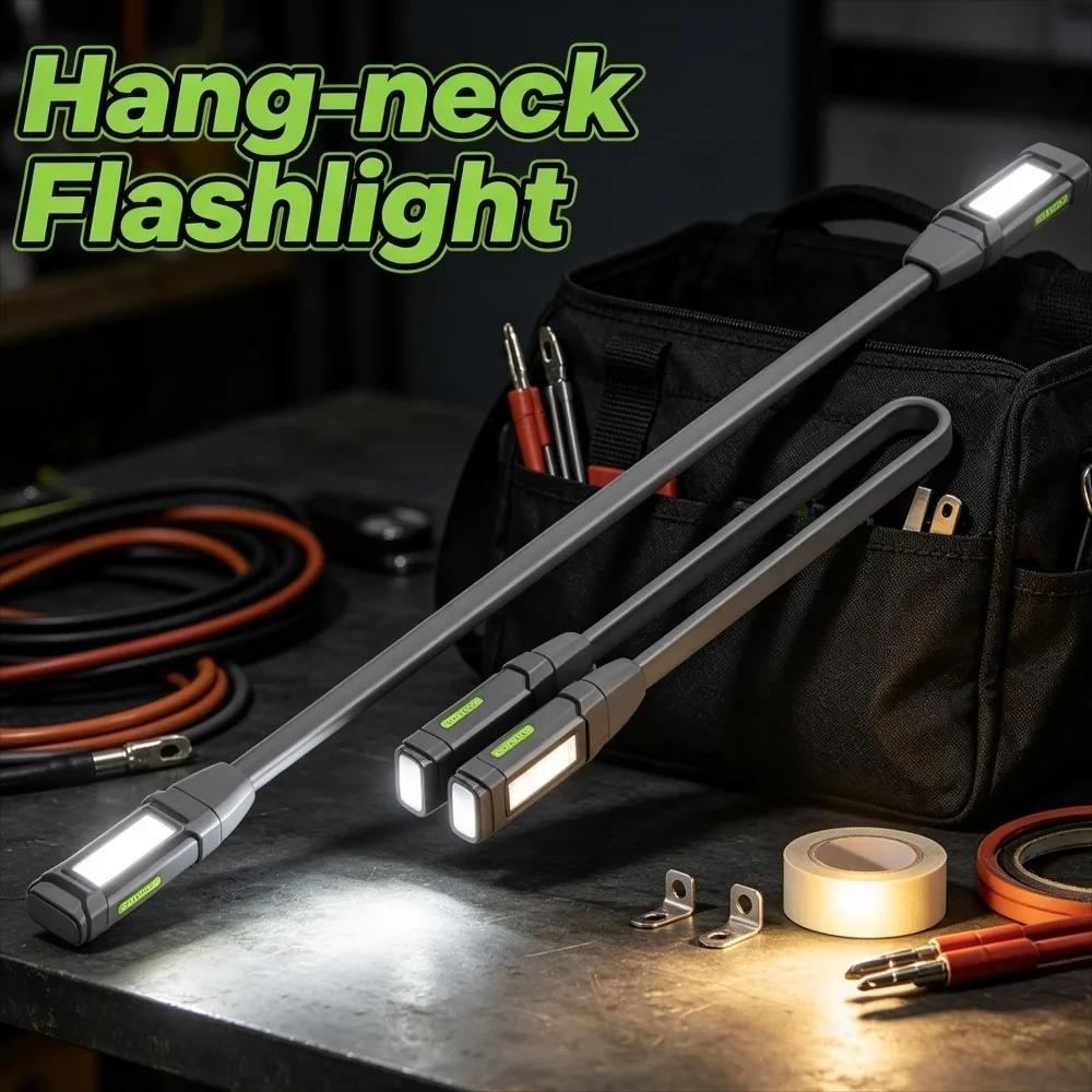Multifunctional Rechargeable Neck‑Worn LED Work Lamp Detachable Magnetic Portable Torch for Auto Repair Car Inspection