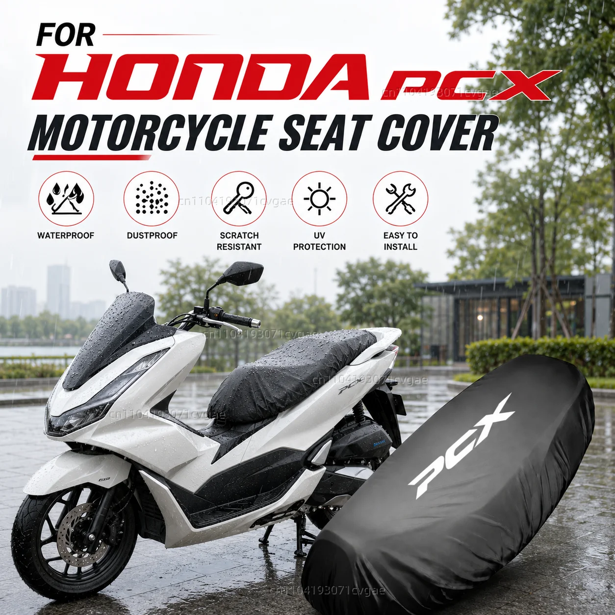 

For HONDA PCX125 PCX150 PCX 125 150 pcx 125 150 Motorcycle Rain Seat Cover Waterproof Saddle Cover Black 210D UV Protection