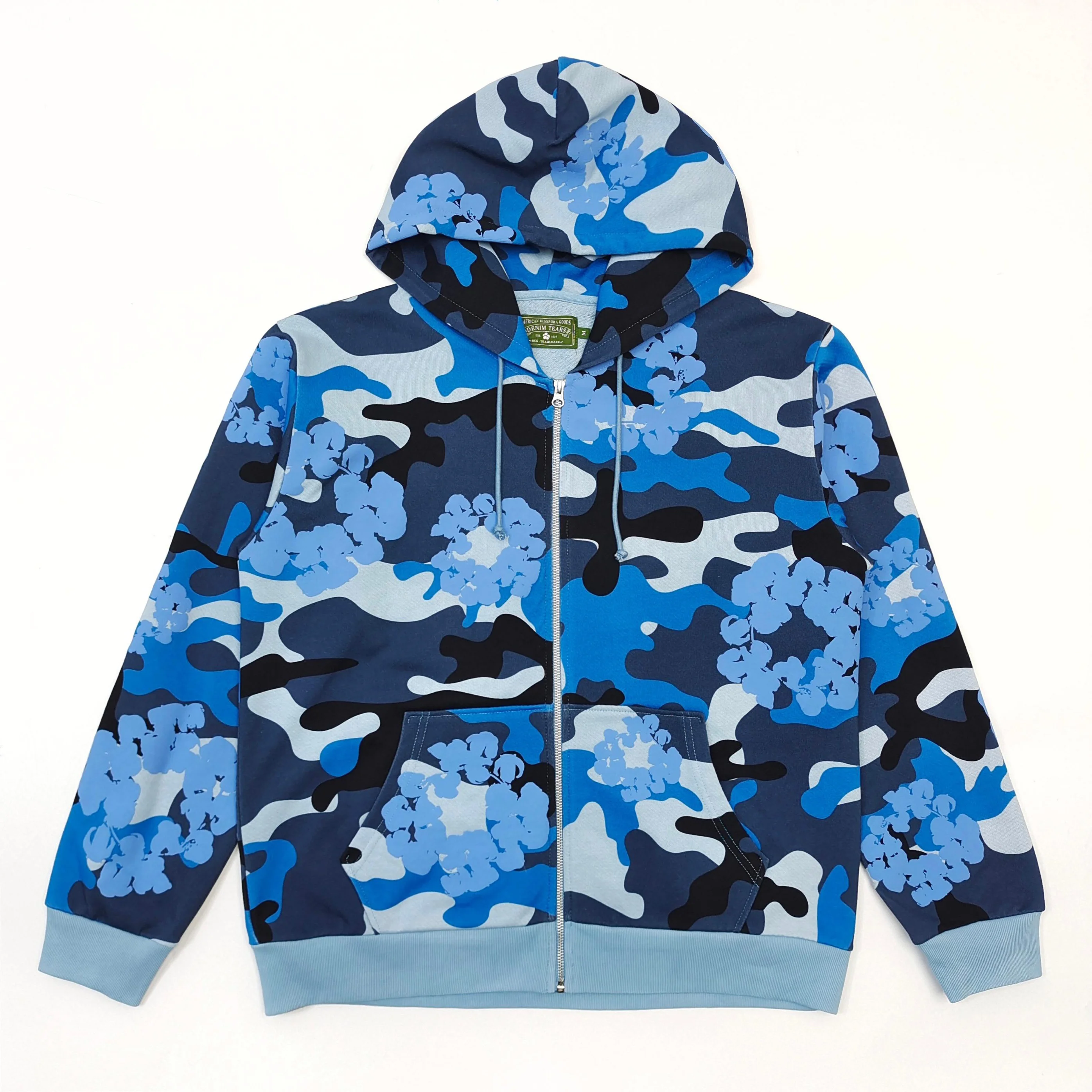 

Camouflage Mahgony Cotton Hoodie Zipper Casual Pants Set Streetwear Spring Autumn Loose Fit Long Sve Plant Floral Pattern