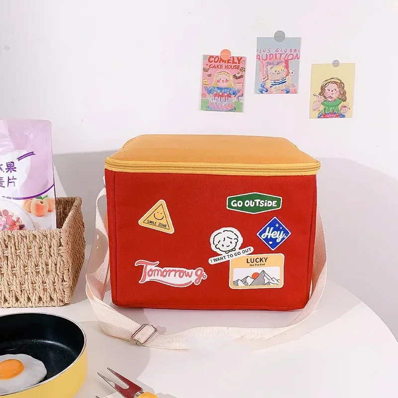 

Вместительная простая утолщенная сумка из алюминиевой фольги с изоляцией, уличная Холщовая Сумка для пикника, сумка для пикника с изысканным узором