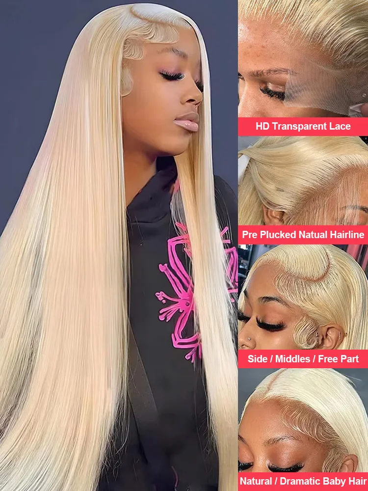 250 Density Straight 613 Honey Blonde 30 40 Inch 13x6 lace Front Wigs 13x4 HD Transparent Lace Frontal Human Hair Wig Brazilian