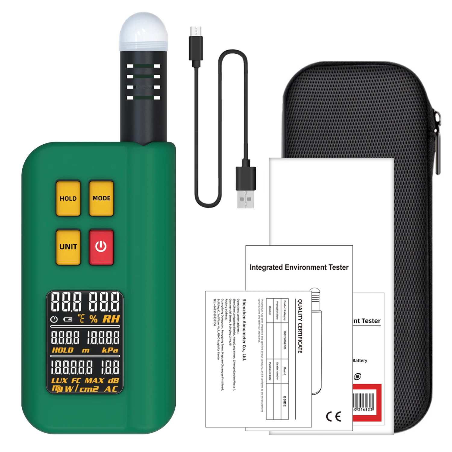 GX1 Ambiente Integrado Detector, 6 em 1, Medidor De Temperatura, Higrômetro, Termômetro, Pressão Barométrica, Valor, Teste De Altitude