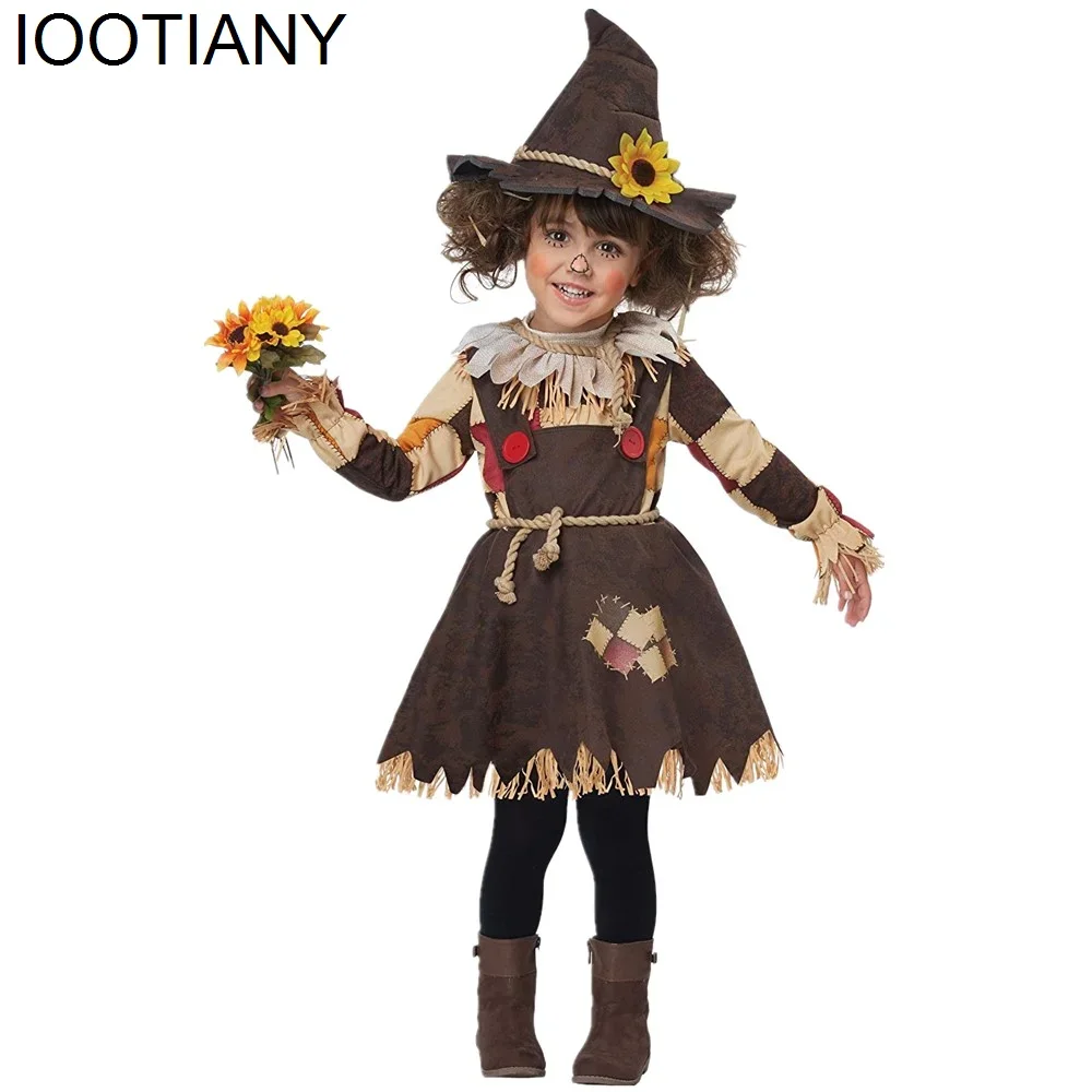 

CosplayNew Circus Clown Patchwork Design Dress Mardi Gras Wizard of Oz Scarecrow Parent-Child Cosplay Outfit Mardi Gras Party Co