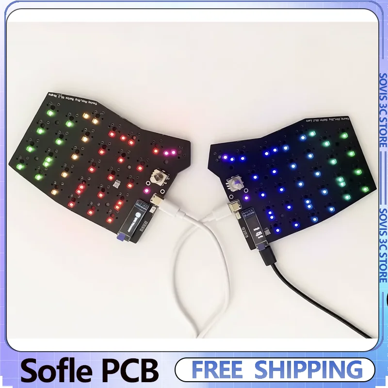 Keyboard PCB Wired Support QMK/VIAL RGB Backlit Hot-swappable Custom Office Game Sofle Split Keyboard  Positioning Plate Gifts