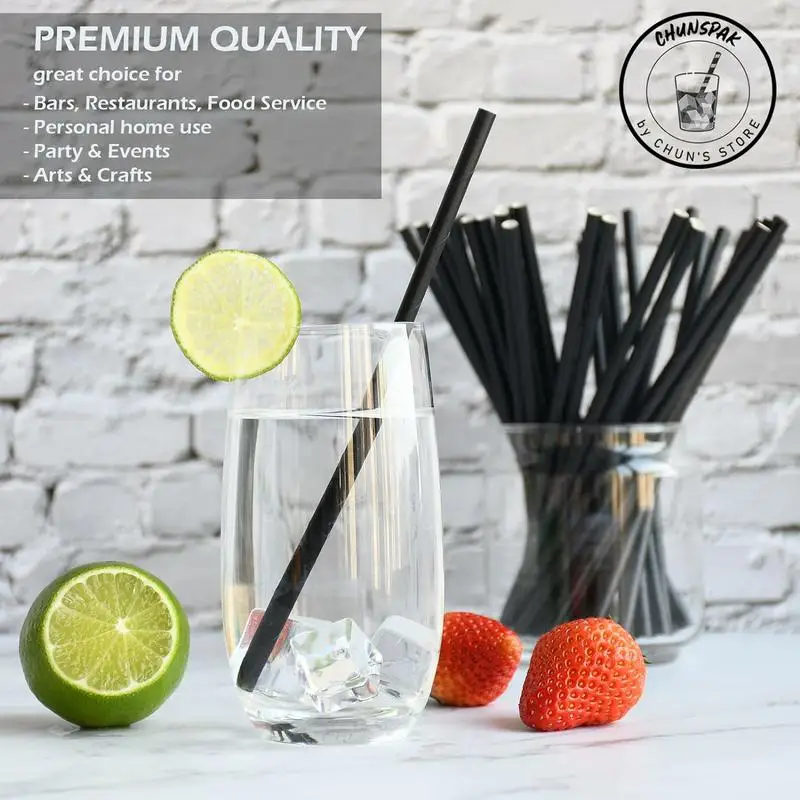 

Paper Straws 1000 Count - 7.75" x 0.24", 100% Biodegradable & Compostable, Disposable Drinking Straws Bulk - Cocktail, Bar