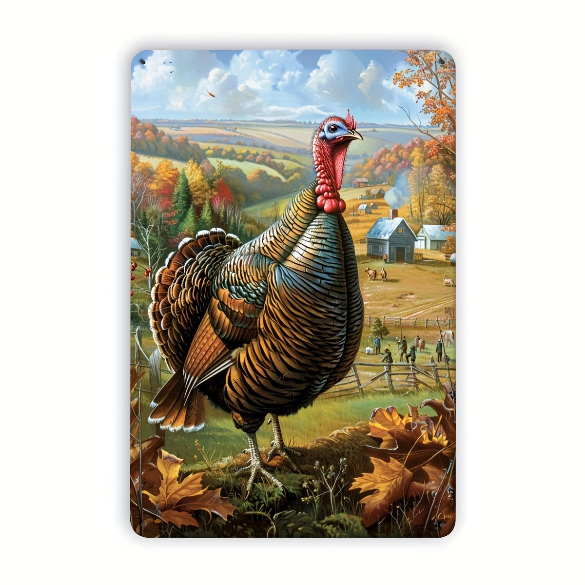 Thanksgiving Turkey Metal Tin Sign, Indoor Outdoor Decorative Hanging Tin Painting, Wall Room Residence Bedroom Restaurant Ba