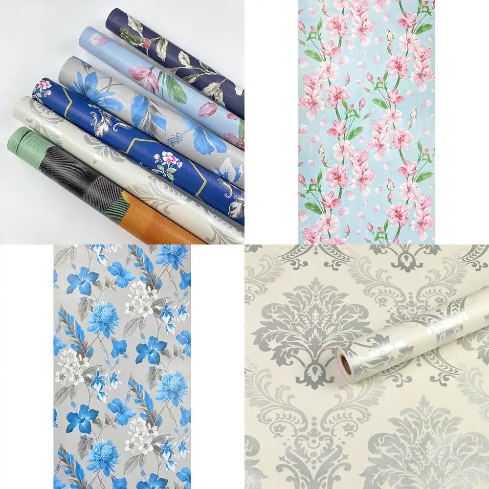 

Fresh Floral Wallpaper Self Adhesive PVC Wall Sticker for Home Hotel Bedroom Living Room Villa Background Wall Removable Decor