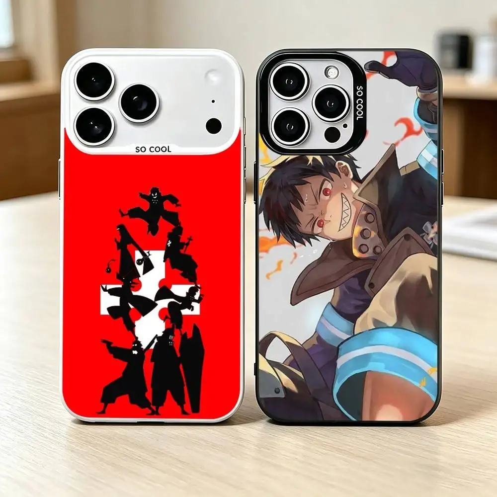 Battle anime F-Fire F-Force Phone Case For iPhone 17,16,15,14,13,12,11 Plus,Pro Max,XS,Colorful Silver Black Cover