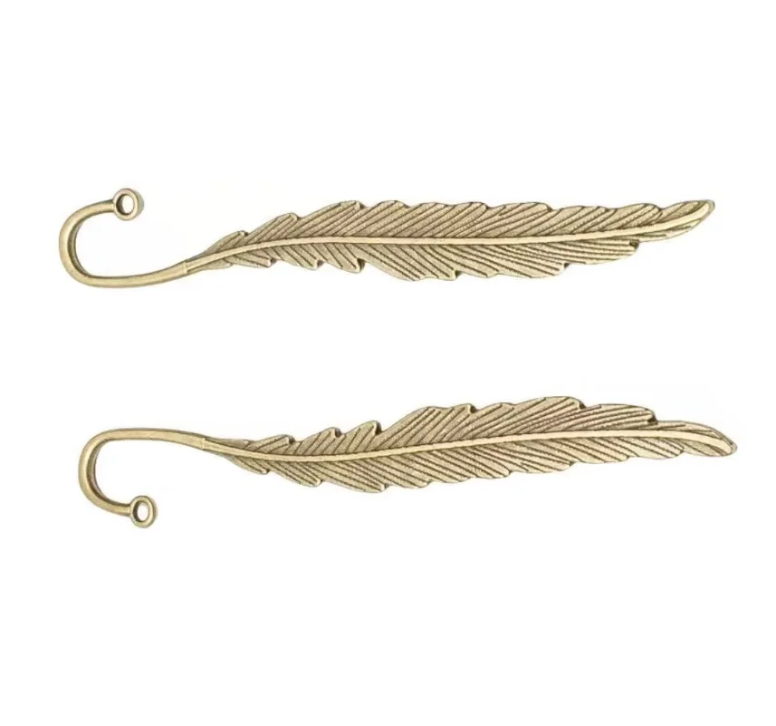

5pcs Zinc Alloy metal feather design bookmark 113*16mm HWL2545