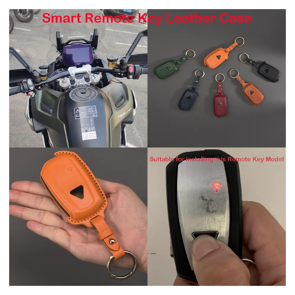 

Fit for Triumph Tiger 900 Rally GT Tiger1200 Scrambler XE XC ABS 2018-2025 Motorcycle Smart Keyless Ride Remote Key Leather Case