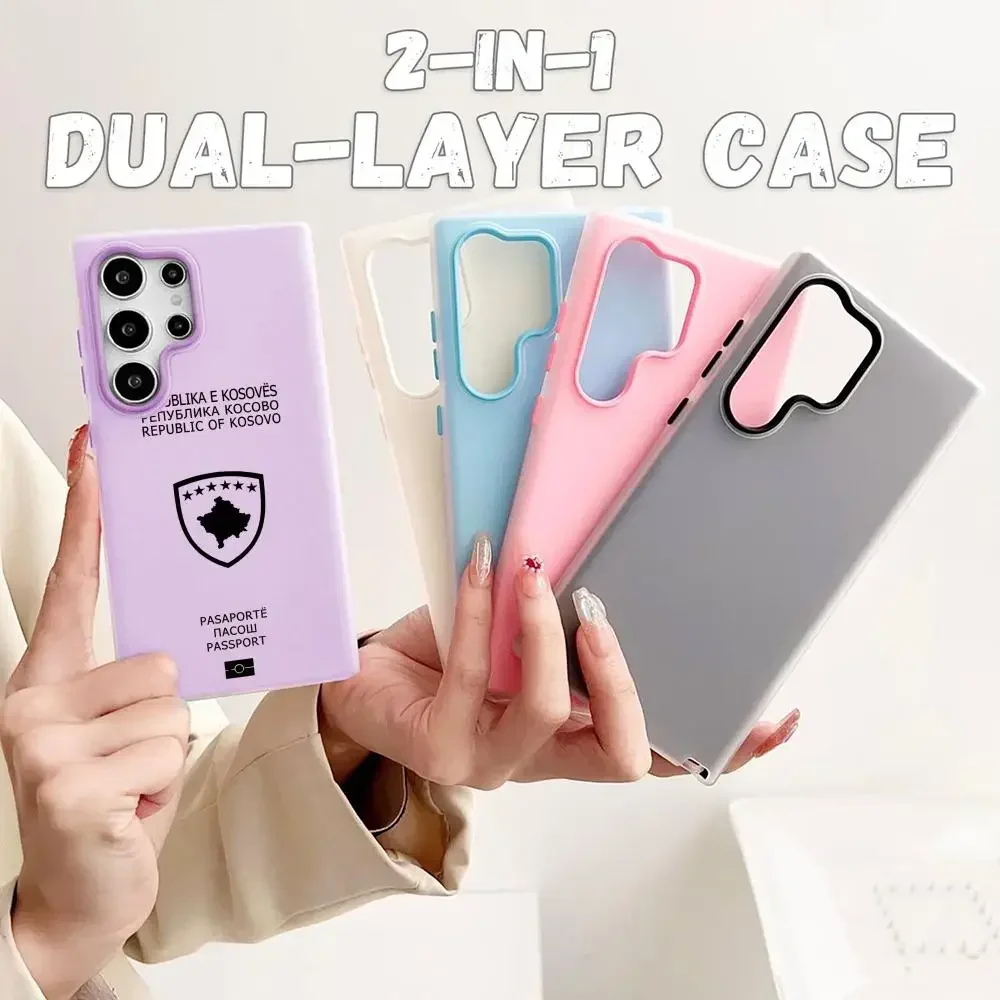 Kosovo Passport LOGO Phone Case For Samsung Galaxy S25 S24 S23 Ultra Jelly Clear Case Soft TPU 2-in-1 Shockproof Cover view 2