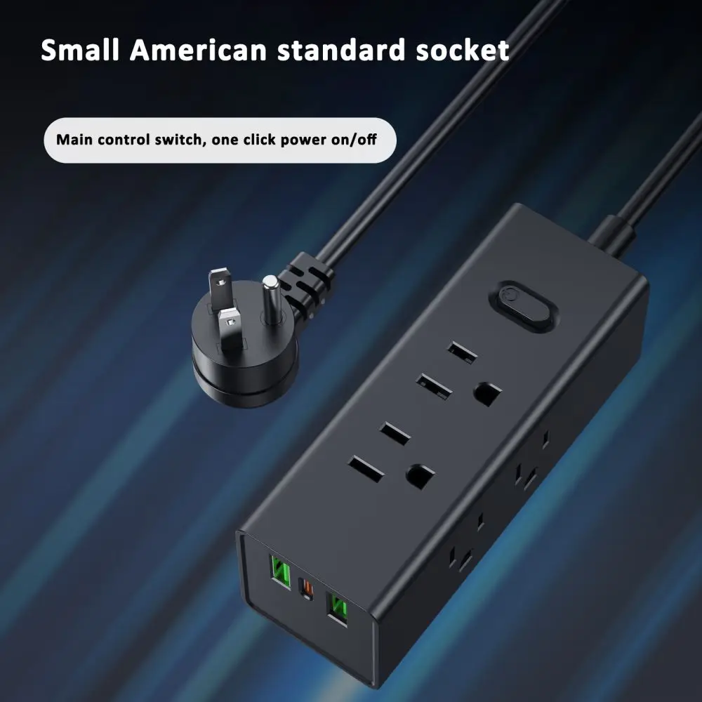 US Plug Power Strip 6 AC Outlets Socket Multitap Electrical Extension Cord With USB C Ports Fast Charging Network Filter Adapter