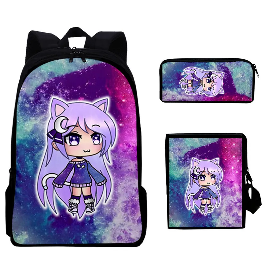 

Fashion School Bags sets Game Gacha Life 3pcs Set Student Backpack Teenagers Boys bag Mochila Rucksack