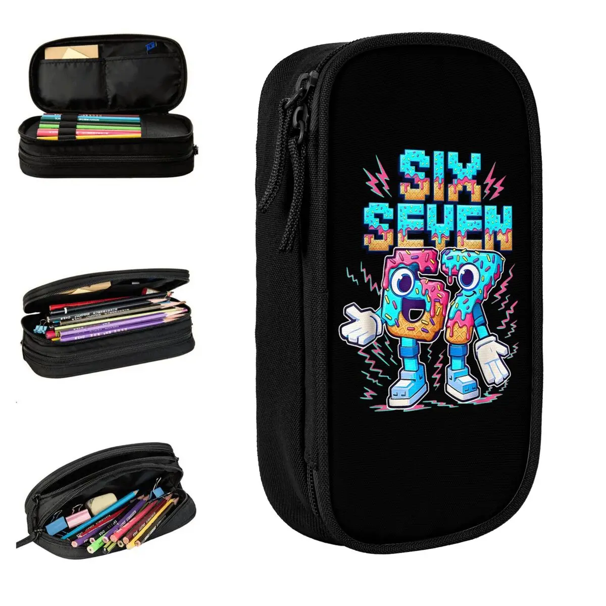 67 Meme Funny Six Seven Pencil Case Pencilcases Pen Large Storage Bag School Supplies Zipper Stationery