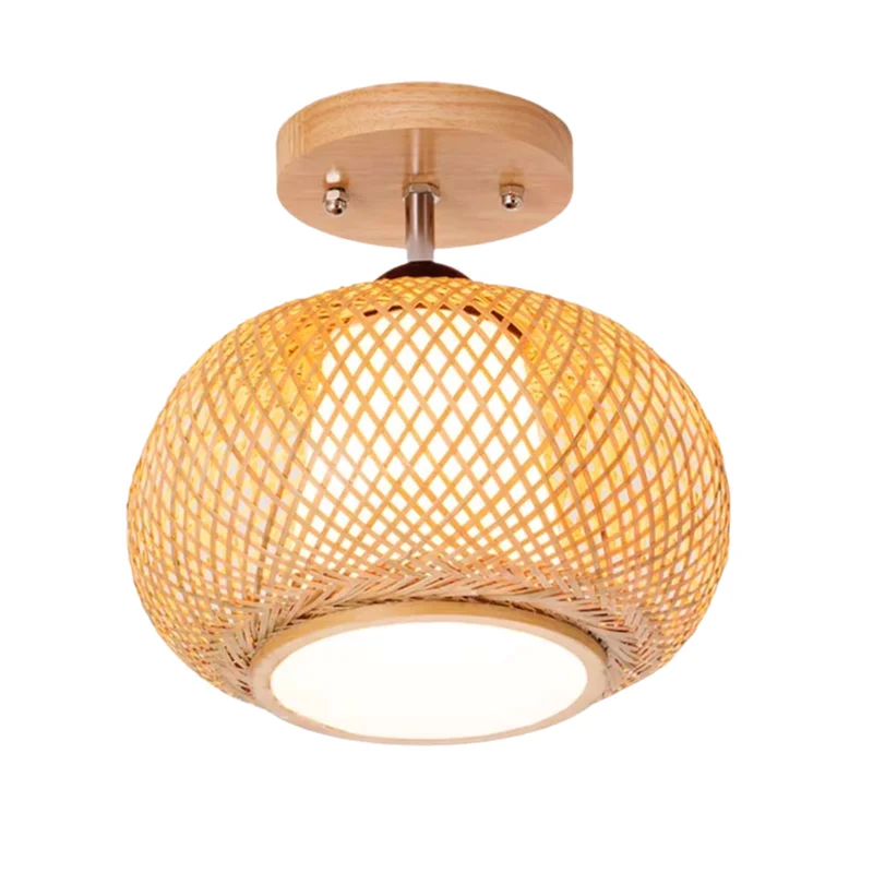 Customizable 25/35/40/50cm Handmade Round Bamboo Ceiling Light Fixture Art Deco Chinese Plafon Lamp Design for Bedroom Hallway