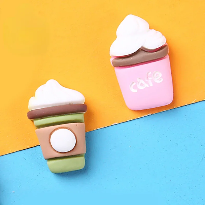 10pcs Cartoon Kawaii Resin Coffee Diy Accessories Flat Back Embellishments Miniatures Flatback Charm