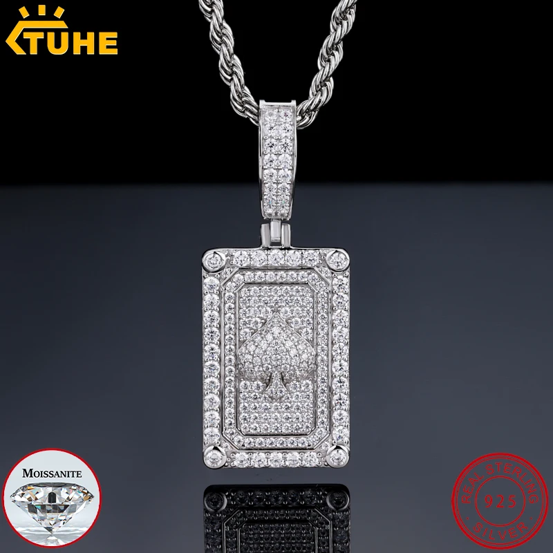 

Подвеска-жетон TUHE Moissanite из серебра 925 пробы с бриллиантами VVS1, инкрустированная, в стиле хип-хоп, роскошное ювелирное украшение, подарок