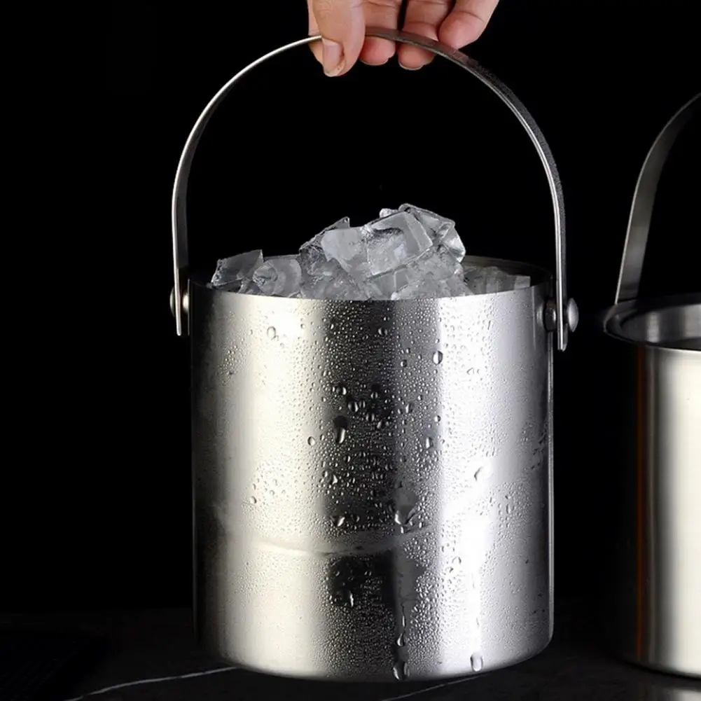 

Insulated Ice Bucket Double Wall Stainless Steel Ice Bucket for Parties Bars Insulated Structure with Thickened Handle Keep Ice