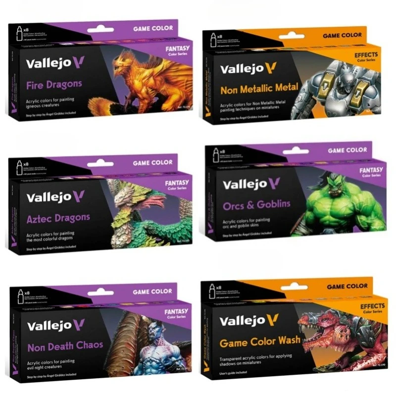 Set de Pintura Acrílica a Base de Agua Ecológica Spani AV Vallejo, 8 * 17ml, Colores No Metálicos/Set de Pintura Acrílica Lavable