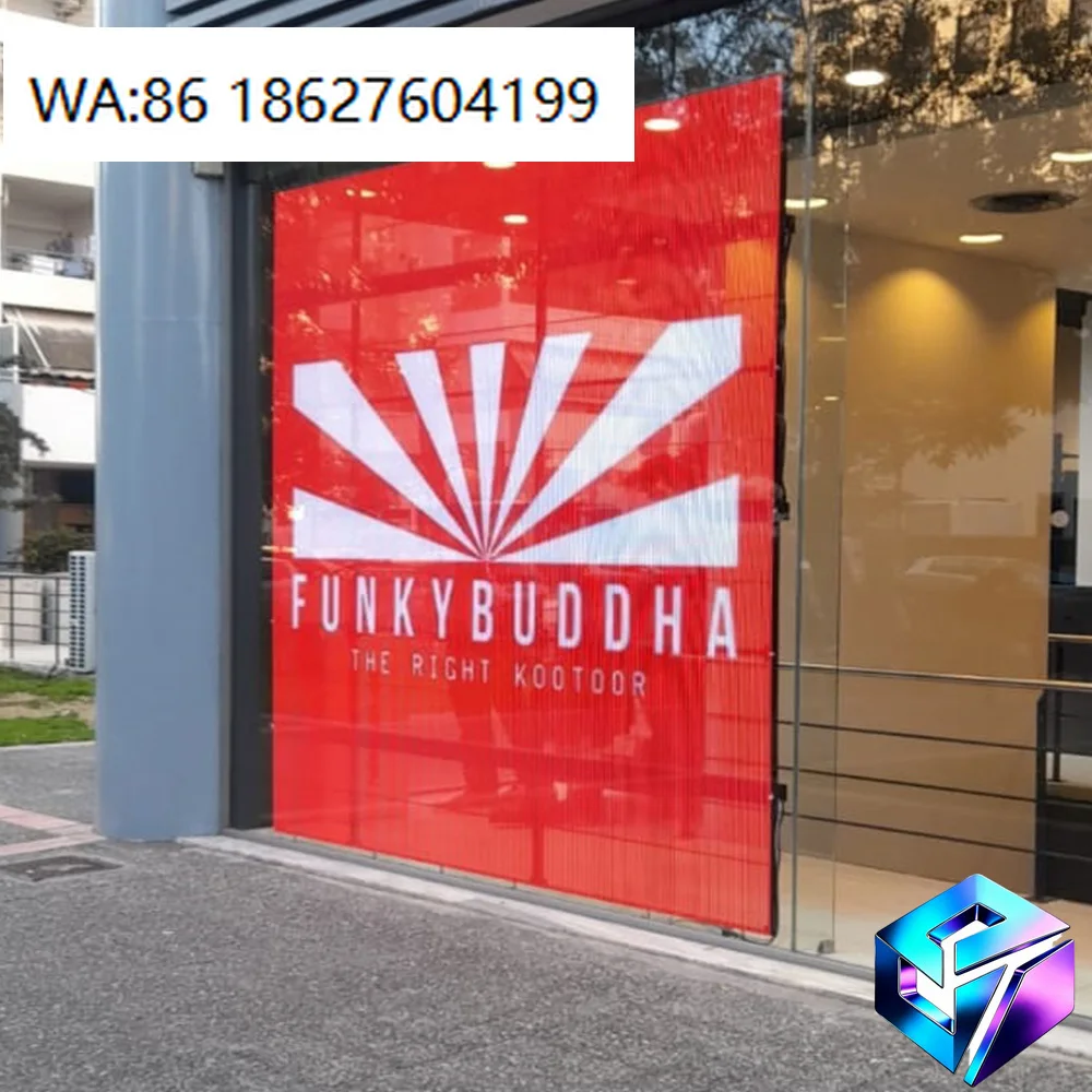 

Transparent LED Video Wall Outdoor Mesh Curtain Digital Signage 3D Effect Screen For Shopping Mall Building Exterior Ads