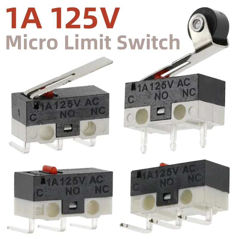 

Микроконцевой выключатель 1A 125V Переключатель мыши SPDT 3-контактный мгновенный кнопочный переключатель без ручки/с ручкой/с роликом ручки