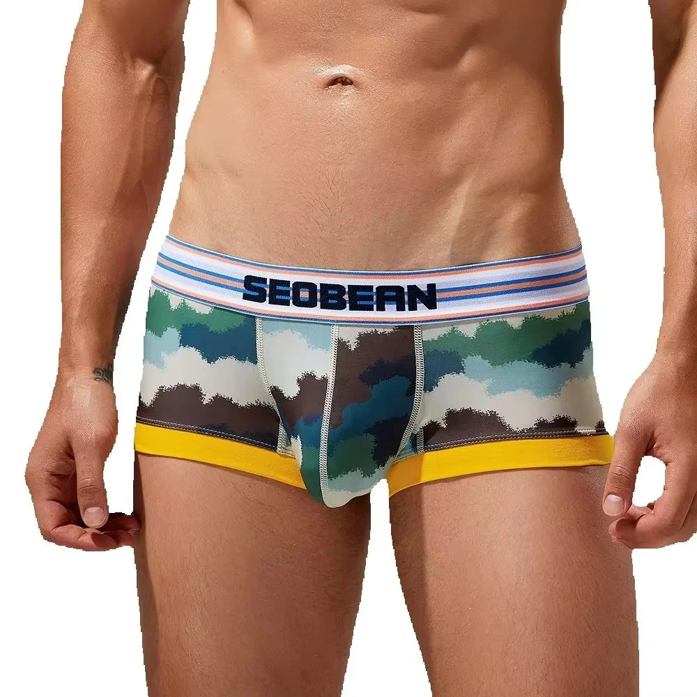 Trend Brand Camouflage Pattern Boxer Shorts for men Breathable Flat‑Leg Intimate Underwear For Summer