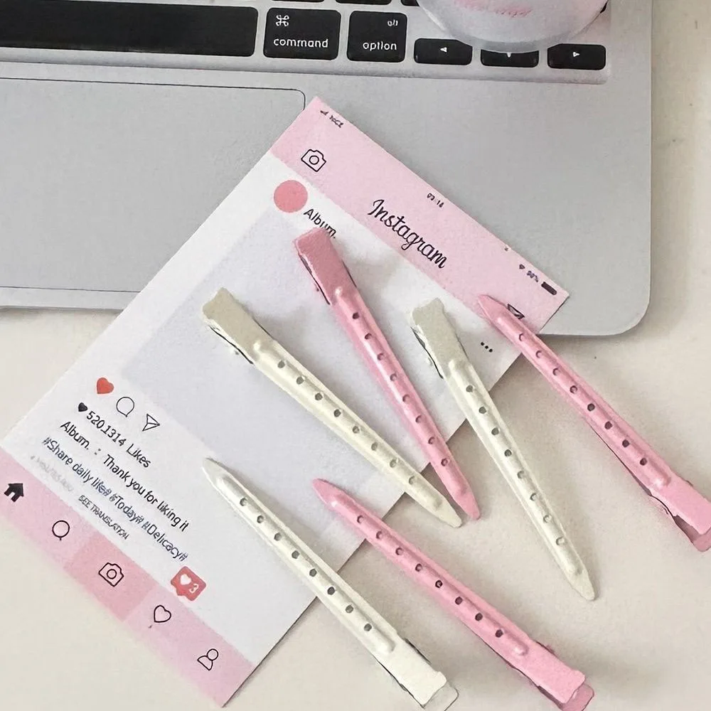 

Metal Dopamine Pink And White Metal Duckbill Hair Clips No Crease Fixed Clip Hair Tool Ornaments Fluffy Hair Root Barrette