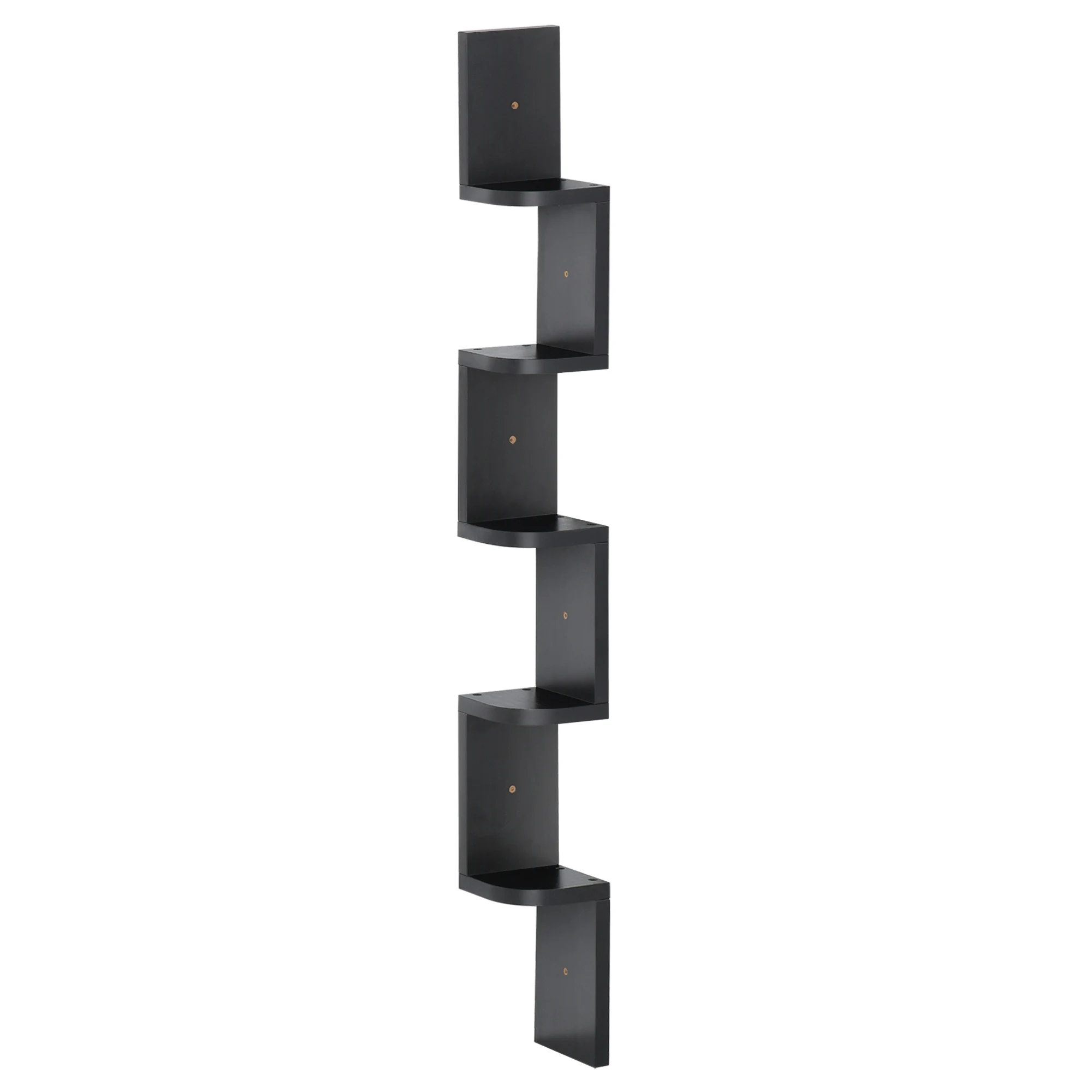 HOMCOM Estante de esquina de pared de 5 niveles, altura cm, madera negra, forma en zigzag
