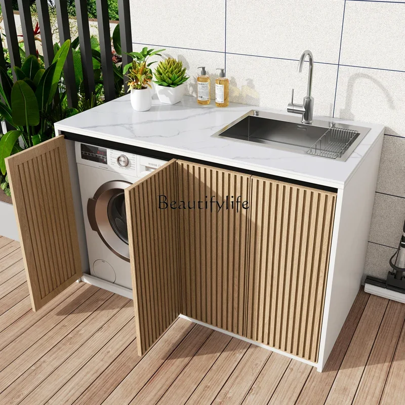 FG26*All-aluminum washing machine integrated cabinet with sink rock slab waterproof washbasin custom