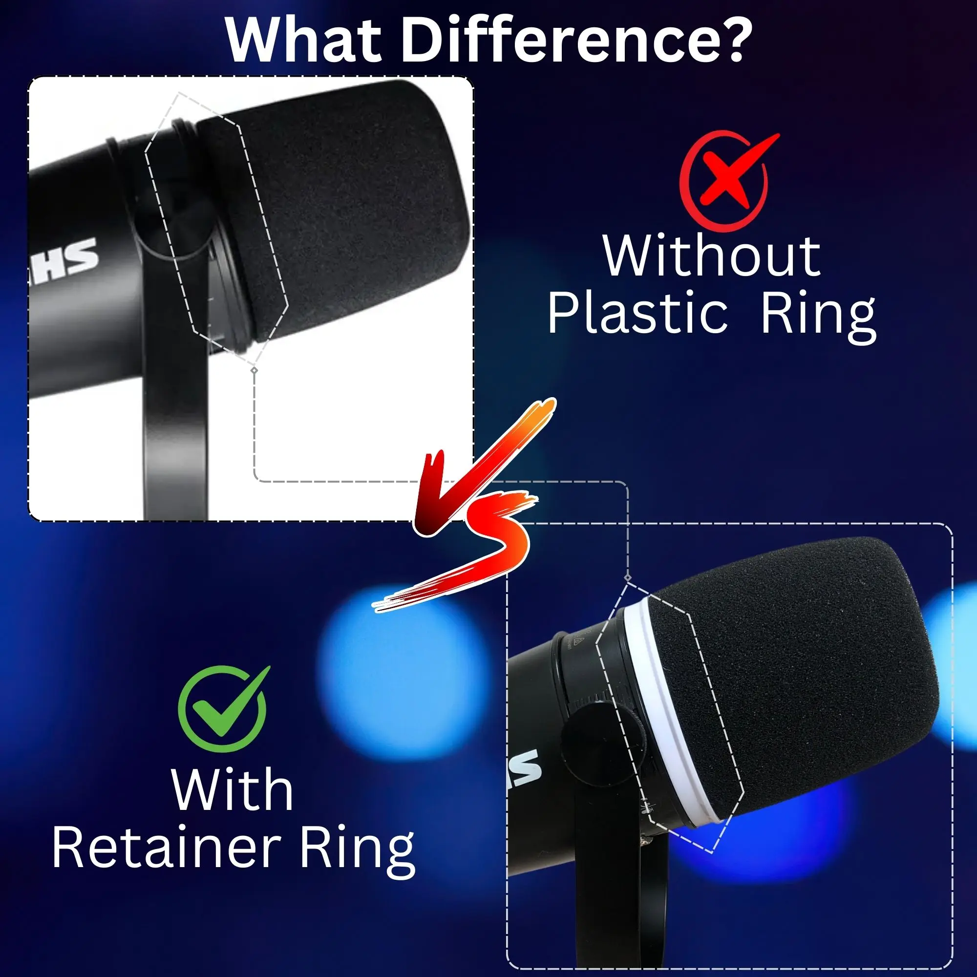 Coperture per microfono in schiuma con anello di fissaggio per accessorio parabrezza Shure MV7, MV7X, MV7i, MV7+ Pop Filter RK345