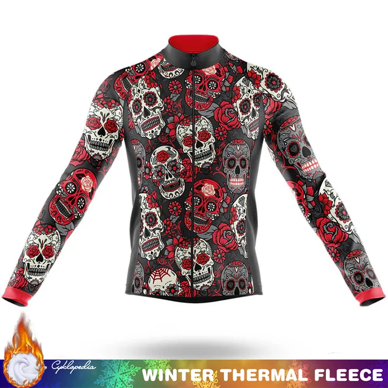 

Winter Thermal Fleece Cycling Jersey Men Clothing SKULL Long Sleeve Road Bike Bicycles Termal Mtb Man Men's Clothes 2026 Bicycle
