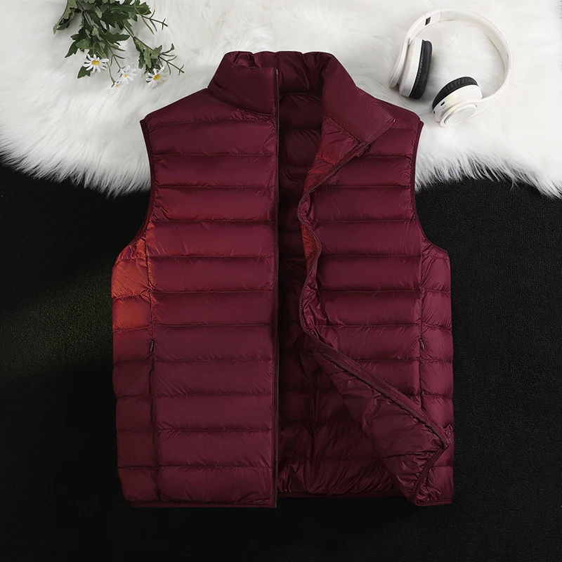 Sleeveless Solid Color Zipper Pockets Men's Clothing Cardigan Vests Coats Casual Fashion Half High Collar Autumn Winter Tops