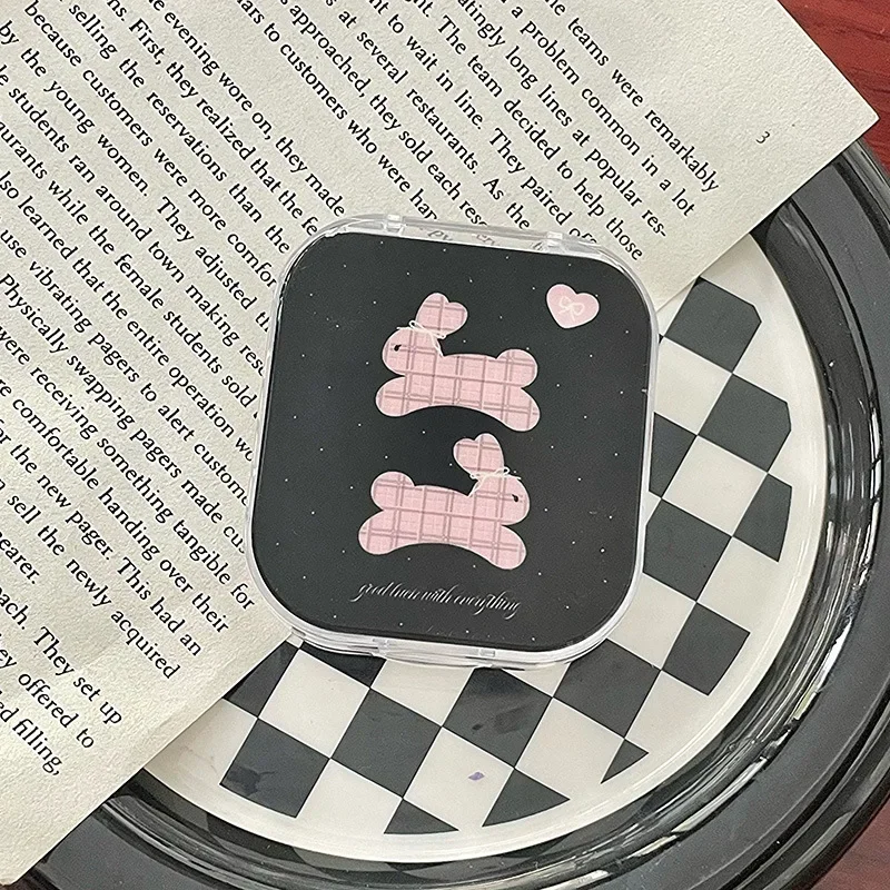 New Cute Rabbit Lens Container Women  Bow Knot Contacts Lens Case Men Color Contact Lenses Storage Box Portable Travel Set