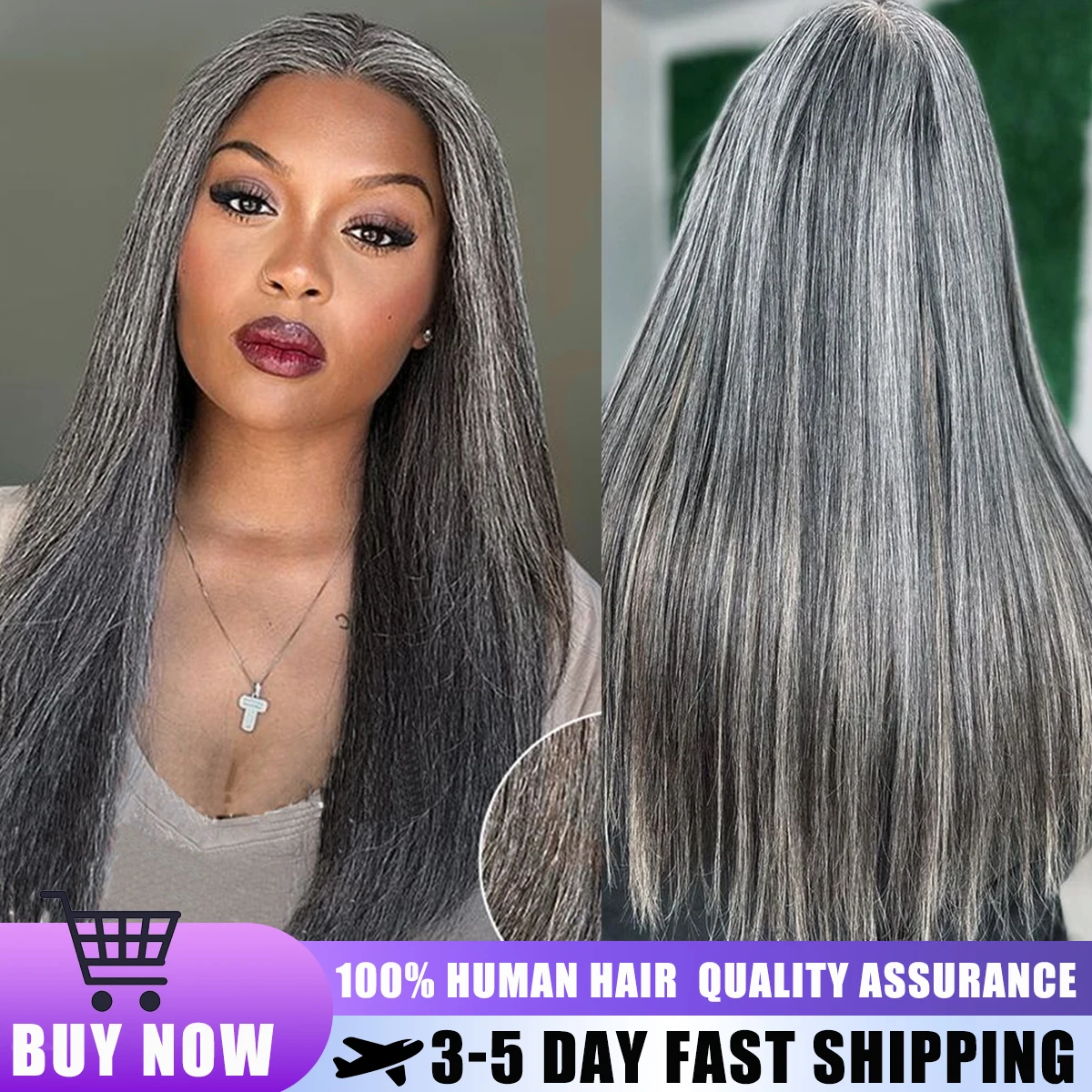 

32 Inch Salt And Pepper Wigs Bone Straight Hd Transparent Lace Frontal Wig 13x6 100% Brazilian Remy Human Hair For Mature Women