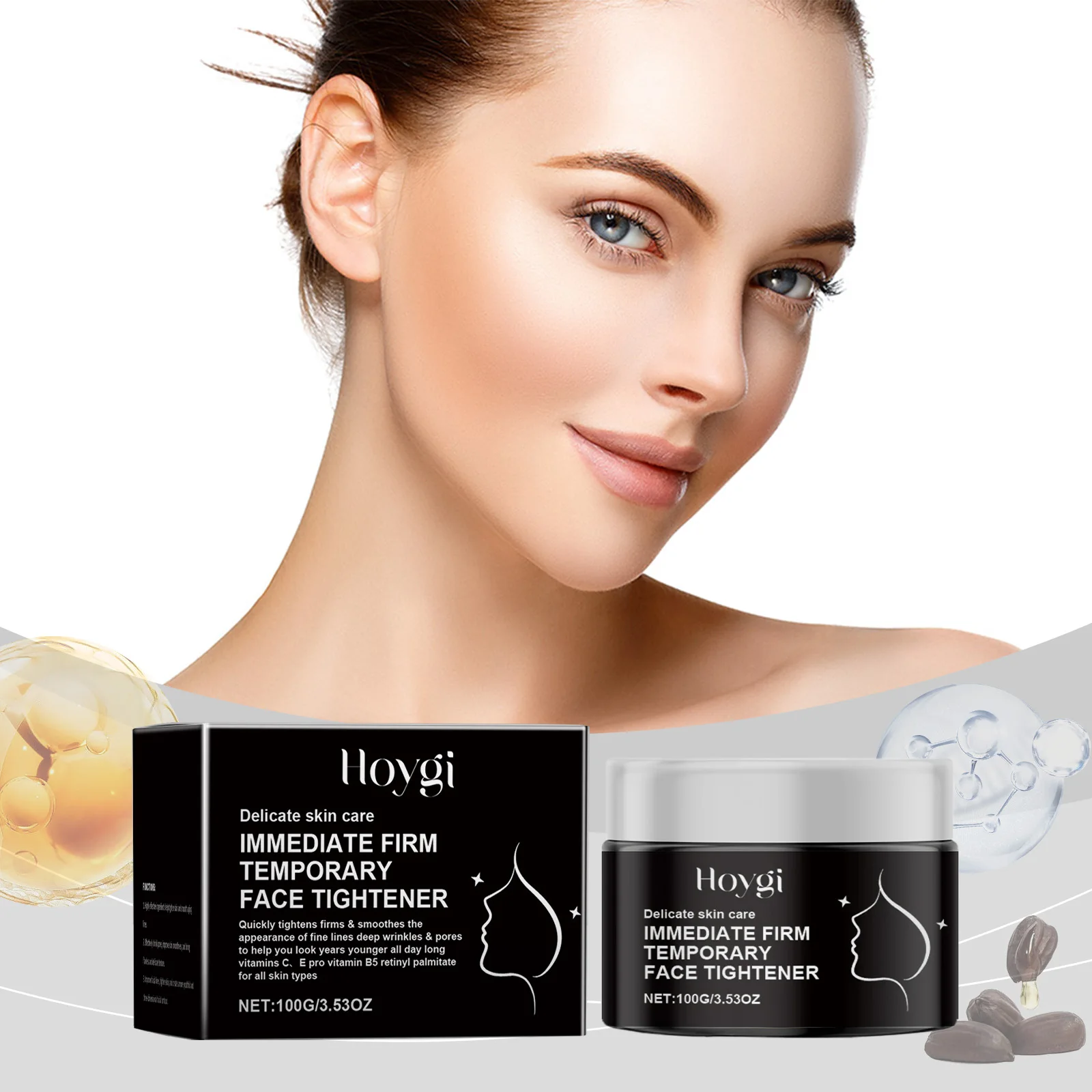 Aperto facial temporário firme e imediato – Cuidados com a pele antienvelhecimento, aperta e suaviza linhas finas, rugas e poros, vitamina C + E