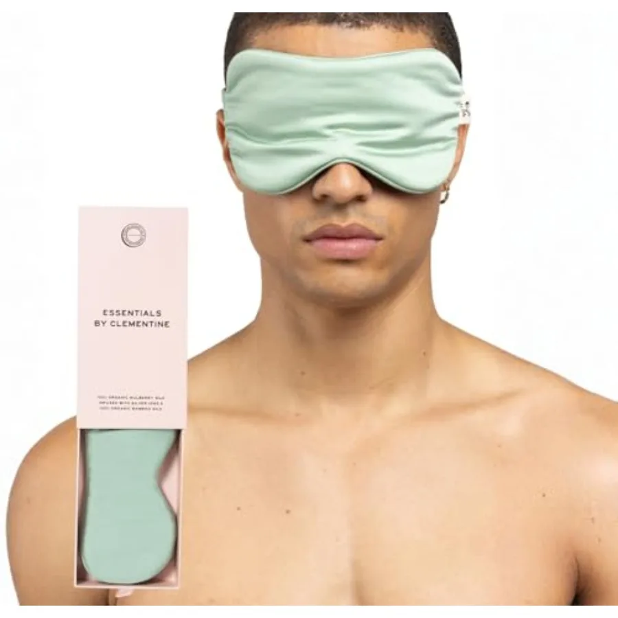 

Clementine Mulberry Silk Sleep Mask Full Blackout Contoured Eye Mask for Sleeping Organic and Non-Toxic Oversized Night Blindfo
