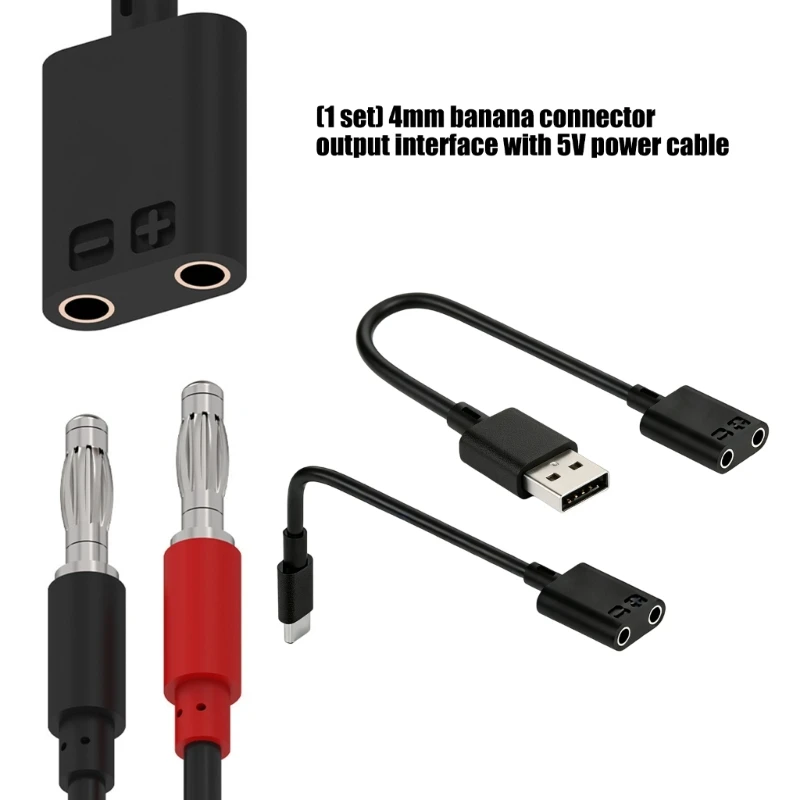 5V USB Power Cable Set with USB C and USB A Inputs, 4Mm Banana Plug Output Cord for Phone Motherboards Repair and Circuit M4YD