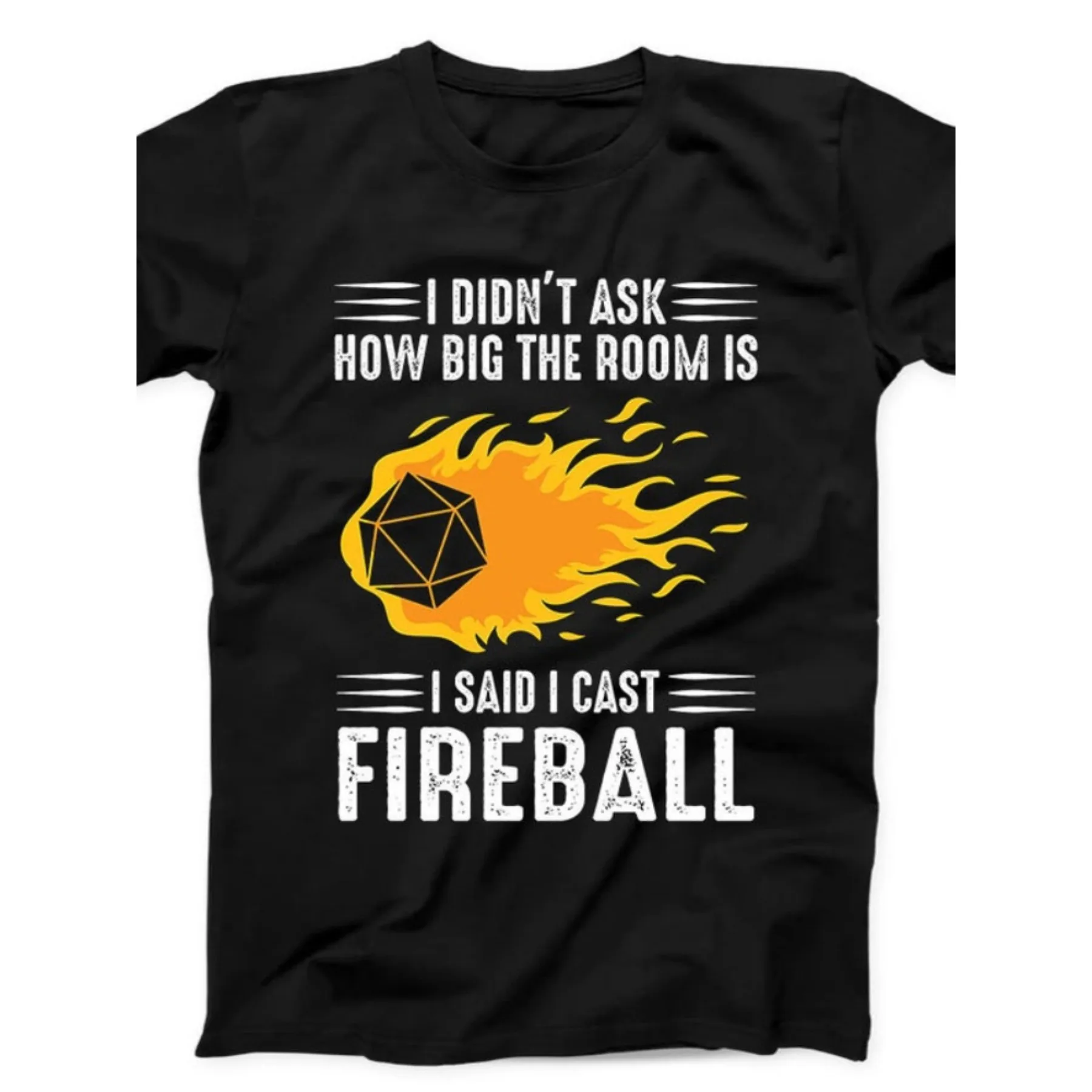 Fireball Wizard Dice Print T-Shirt for Men Casual Cotton Graphic Tee