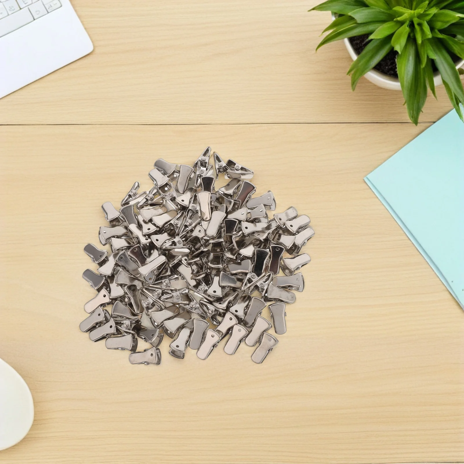 

100pcs Badge Holder Metal Spring Clamp For Id Cards Name Tags Heavy Duty Alligator Clips Portable Identification Badge Holder