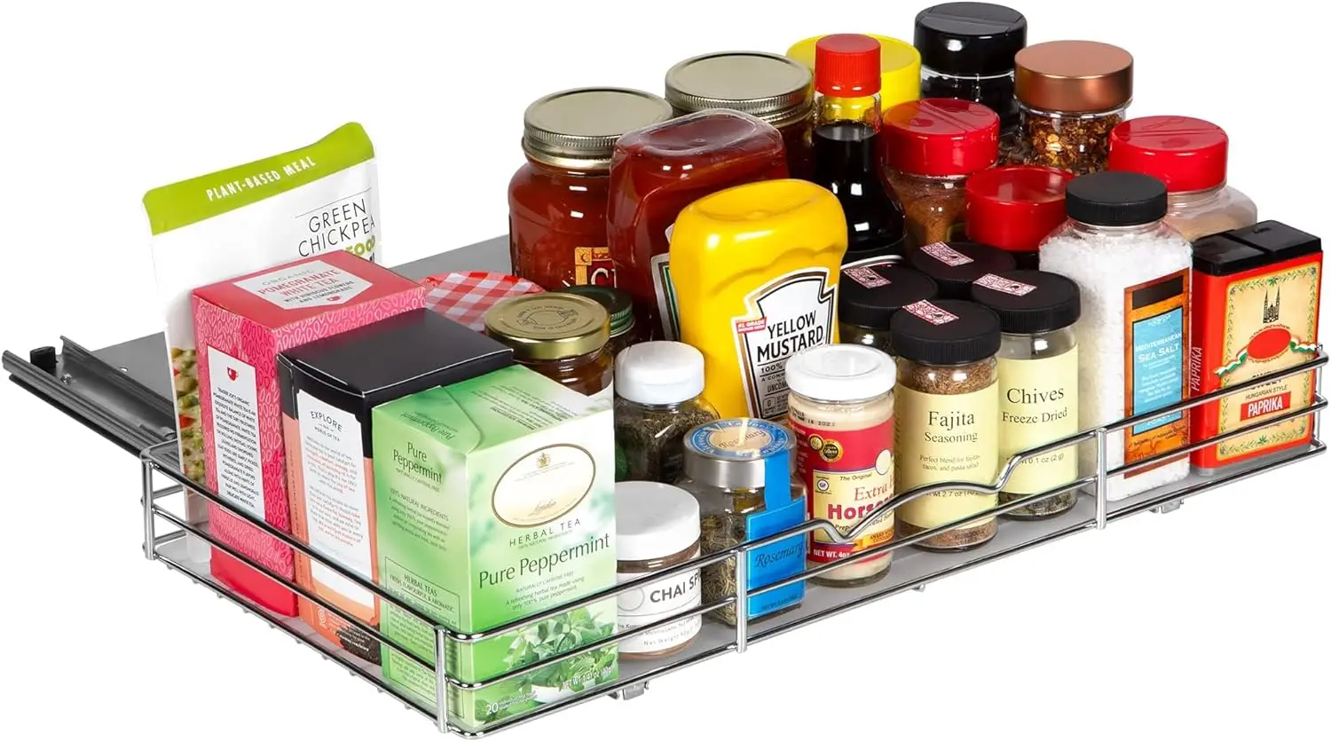 

Выдвижная подставка для специй Slim для кухонных шкафов, из прочной стали, простая установка - 20.375 дюймов (Ш) x 10.5 дюймов (Г) x 2.75 дюймов (В)