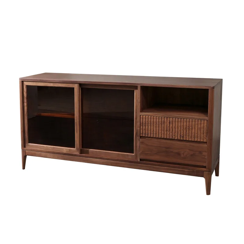 All solid wood dining side cabinet, black walnut restaurant multi-functional locker, modern simple light luxury,