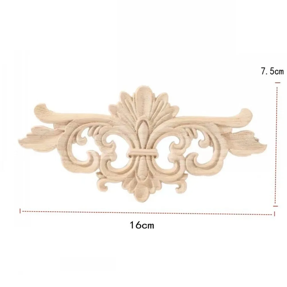 Elegant Wood Carving Flower Set 8-Piece European Decorative Appliques for Dressing Table Staircase Wall and Door Trim