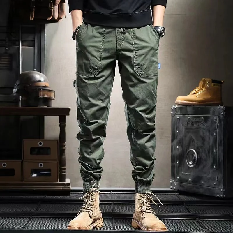 

Men Ankle Length Pants Casual England Fashion Brand Cargo Pants Male Outdoor Loose Ankle Banded Pants American Style Trousers