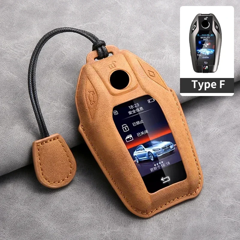 Leather Car Remote Key Case Cover Shell For BMW i7 X7 X1 G07 LCI iX I20 U11 7 Series G70 G09 G81 XM U06 M3 2023 Protector Fob